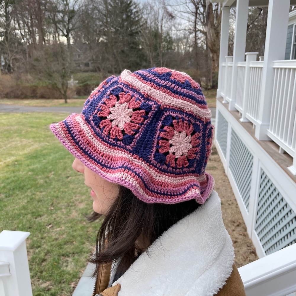 Crochet Floral Springtime Bucket Hat Handmade